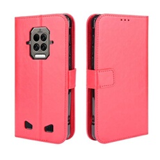 Coque pour Doogee S86/S86 Pro Protection Antichoc Effet Etui Cuir et Intérieur TPU avec Porte-Cartes Fonction de Suppport Rouge