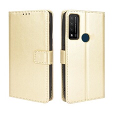 Coque pour TCL 20R 5G Protection Antichoc Effet Etui Cuir et Intérieur TPU avec Porte-Cartes Fonction de Suppport Doré
