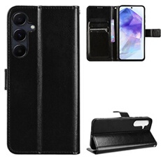 Coque pour ZURSANA Samsung Galaxy A55 5G Protection Antichoc Effet Etui Cuir et Intérieur TPU avec Porte-Cartes Fonction de Suppport Noir