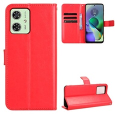 Coque pour Motorola MOTO G64/G64Y 5G Protection Antichoc Effet Etui Cuir et Intérieur TPU avec Porte-Cartes Fonction de Suppport Rouge