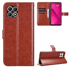Coque pour T-Mobile Revvl 7 5G Protection Antichoc Effet Etui Cuir et Intérieur TPU avec Porte-Cartes Fonction de Suppport Marron
