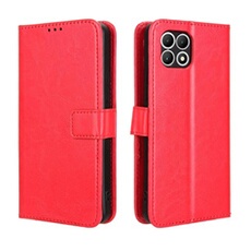 Coque pour T-Mobile Revvl 7 5G Protection Antichoc Effet Etui Cuir et Intérieur TPU avec Porte-Cartes Fonction de Suppport Rouge