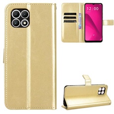 Coque pour T-Mobile T Phone 2 Protection Antichoc Effet Etui Cuir et Intérieur TPU avec Porte-Cartes Fonction de Suppport Doré
