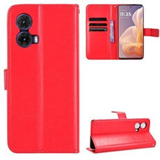 Coque pour Motorola Moto G85 5G Protection Antichoc Effet Etui Cuir et Intérieur TPU avec Porte-Cartes Fonction de Suppport Rouge