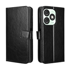 Coque pour Itel A50 Protection Antichoc Effet Etui Cuir et Intérieur TPU avec Porte-Cartes Fonction de Suppport Noir