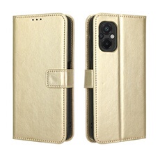 Coque pour Xiaomi Poco M5 Protection Antichoc Effet Etui Cuir et Intérieur TPU avec Porte-Cartes Fonction de Suppport Doré