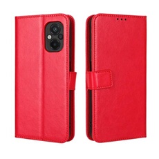 Coque pour Xiaomi Poco M5 Protection Antichoc Effet Etui Cuir et Intérieur TPU avec Porte-Cartes Fonction de Suppport Rouge