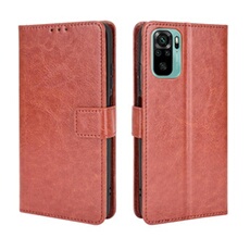 Coque pour Xiaomi Poco M5S Protection Antichoc Effet Etui Cuir et Intérieur TPU avec Porte-Cartes Fonction de Suppport Marron