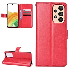 Coque pour ZURSANA Samsung Galaxy A33 5G Protection Antichoc Effet Etui Cuir et Intérieur TPU avec Porte-Cartes Fonction de Suppport Rouge