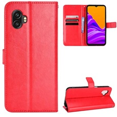 Coque pour ZURSANA Samsung Galaxy Xcover 6 Pro Protection Antichoc Effet Etui Cuir et Intérieur TPU avec Porte-Cartes Fonction de Suppport Rouge