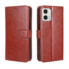 Coque pour Motorola MOTO G73 5G Protection Antichoc Effet Etui Cuir et Intérieur TPU avec Porte-Cartes Fonction de Suppport Marron