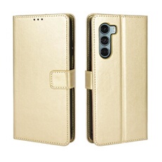 Coque pour Motorola MOTO G200 5G Protection Antichoc Effet Etui Cuir et Intérieur TPU avec Porte-Cartes Fonction de Suppport Doré