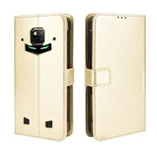 Coque pour Doogee S88 Plus/S88 Pro Protection Antichoc Effet Etui Cuir et Intérieur TPU avec Porte-Cartes Fonction de Suppport Doré