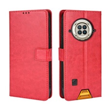 Coque pour Doogee S96 Pro Protection Antichoc Effet Etui Cuir et Intérieur TPU avec Porte-Cartes Fonction de Suppport Rouge