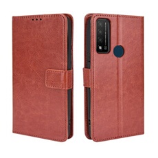 Coque pour TCL 20R 5G Protection Antichoc Effet Etui Cuir et Intérieur TPU avec Porte-Cartes Fonction de Suppport Marron