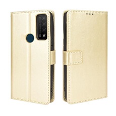Coque pour TCL 20AX 5G Protection Antichoc Effet Etui Cuir et Intérieur TPU avec Porte-Cartes Fonction de Suppport Doré