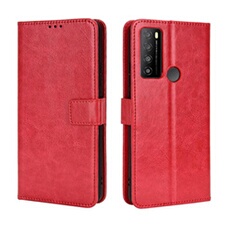 Coque pour TCL 30 XL Protection Antichoc Effet Etui Cuir et Intérieur TPU avec Porte-Cartes Fonction de Suppport Rouge
