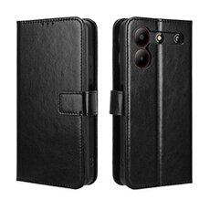 Coque pour ZTE Blade A54 Protection Antichoc Effet Etui Cuir et Intérieur TPU avec Porte-Cartes Fonction de Suppport Noir