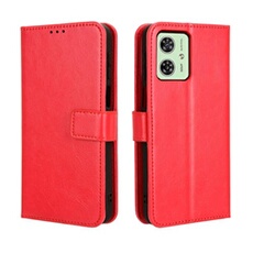 Coque pour Motorola MOTO G54/G54 Power Protection Antichoc Effet Etui Cuir et Intérieur TPU avec Porte-Cartes Fonction de Suppport Rouge