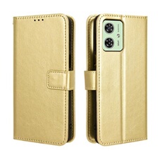 Coque pour Motorola MOTO G64/G64Y 5G Protection Antichoc Effet Etui Cuir et Intérieur TPU avec Porte-Cartes Fonction de Suppport Doré