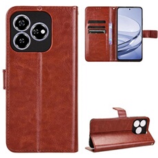 Coque pour ZTE Axon 60 4G Protection Antichoc Effet Etui Cuir et Intérieur TPU avec Porte-Cartes Fonction de Suppport Marron