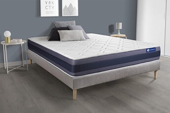 Ensemble matelas Ressorts ensachés+Mémoire de forme ACTIFLEX MORPHO 180x200 Maxi épaisseur 5zones confort + sommier KIT gris