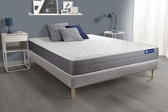 Ensemble matelas ACTIFLEX DREAM Ressorts ensachés et mémoire de forme 180x200 cm 5zones de confort + sommier KIT gris
