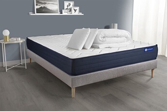 Pack prêt à dormir matelas ACTIFLEX LIFE 160x200 Ressorts ensachés + Mémoire de forme + sommier KIT gris +2oreillers+couette