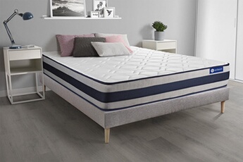 Ensemble matelas Mémoire de forme ACTIMEMO ERGO 180x200 cm Maxi épaisseur 5zones de confort + sommier KIT gris