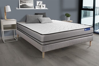 Ensemble matelas ACTIFLEX NIGHT 200x200cm RESSORTS ENSACHES 3zones de confort + sommier KIT gris