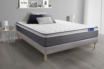 Ensemble matelas ACTIMEMO PLUS 200x200 Mémoire de forme Maxi épaisseur 7zones de confort + sommier KIT gris