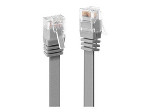 - Cordon de raccordement - RJ-45 (M) pour RJ-45 (M) - 1 m - UTP - CAT 6 - moulé, plat - gris