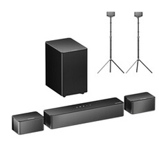 Barre de son Ultimea Barre de son Poseidon D50 5.1 + 1 paire de pieds d'enceintes Steady 300 niveau surround réglable 3 modes d'égalisation