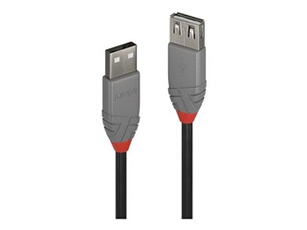 Anthra Line - Rallonge de câble USB - USB (M) pour USB (F) - USB 2.0 - 2 m - rond - noir