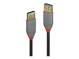 Anthra Line - Rallonge de câble USB - USB type A (M) pour USB type A (F) - USB 3.0 - 3 m - rond - noir