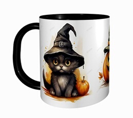 MUG Tasse à café - HALLOWEEN CHAT FANTOME CITROUILLE MIGNON 2488
