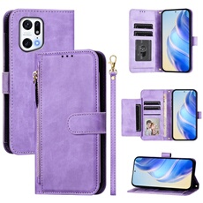 Etui à bascule pour FOXDOCK OPPO Find X5 Pro Protection Soft PU Le cuir à glissière Portefeuille Couverture de téléphone compatible avec OPPO Find X5