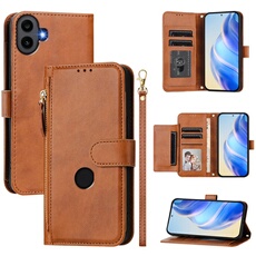 Etui à bascule pour Nothing CMF Phone 1 Protection Soft PU Le cuir à glissière Portefeuille Couverture de téléphone compatible avec Nothing CMF Phone
