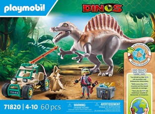 Dinos 71820 Spinosaure, chercheur et véhicule à grue