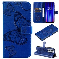 Coque pour OnePlus Nord CE 2 5G Papillon de Protection Etui à Rabat en Cuir PU avec Porte-cartes Magnétique Compatible avec OnePlus Nord CE 2 5G Bleu