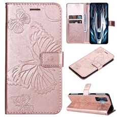 Coque pour Xiaomi POCO F4 GT Papillon de Protection Etui à Rabat en Cuir PU avec Porte-cartes Magnétique Compatible avec Xiaomi POCO F4 GT Rose