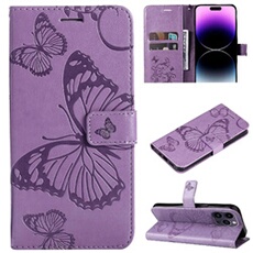 Coque pour iPhone 14 Pro Max Papillon de Protection Etui à Rabat en Cuir PU avec Porte-cartes Magnétique Compatible avec iPhone 14 Pro Max Violet