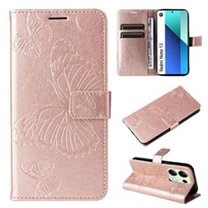 Coque pour Xiaomi Redmi Note 13 4G Papillon de Protection Etui à Rabat en Cuir PU avec Porte-cartes Magnétique Compatible avec Xiaomi Redmi Note 13