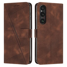 Etui pour FOXDOCK Sony Xperia 1V 2023 Protection Flip Soft PU Le cuir couvercle en cuir compatible avec Sony Xperia 1V 2023-Brun