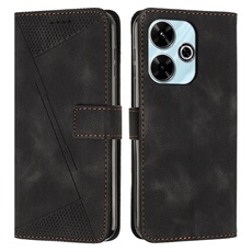 Etui pour Xiaomi Redmi 13 4G Protection Flip Soft PU Le cuir couvercle en cuir compatible avec Xiaomi Redmi 13 4G-Noir
