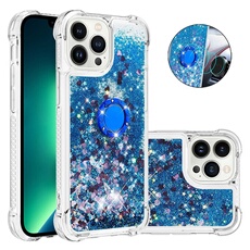 Etui pour FOXDOCK iPhone 13 Pro Max Bling Flowing Liquid Floating Sparkle Glitter Bumper avec Rotation Ring Kickstand compatible avec iPhone 13 Pro