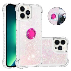 Etui pour iPhone 13 Pro Max Bling Flowing Liquid Floating Sparkle Glitter Bumper avec Rotation Ring Kickstand compatible avec iPhone 13 Pro Max
