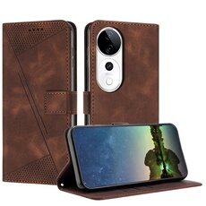 Etui pour FOXDOCK vivo V40 5G Protection Flip Soft PU Le cuir couvercle en cuir compatible avec vivo V40 5G-Brun