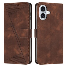 Etui pour iPhone 16 Protection Flip Soft PU Le cuir couvercle en cuir compatible avec iPhone 16-Brun