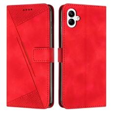 Etui pour FOXDOCK Samsung Galaxy A06 Protection Flip Soft PU Le cuir couvercle en cuir compatible avec Samsung Galaxy A06-Rouge
